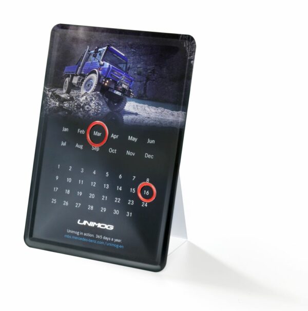 black desk calendar with magnetic marker